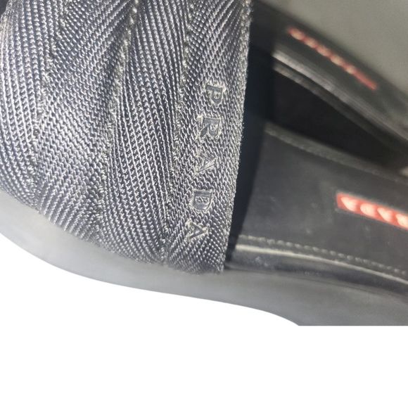 PRADA Vintage Y2K 2000s Black Mesh Leather Platform Slip-on Sandal Size 36 - Picture 6 of 7